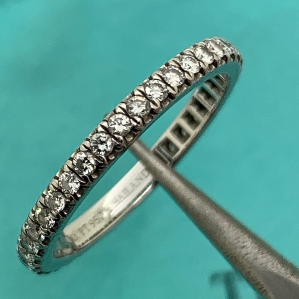 Tiffany&co 950 Platinum Band Diamonds Ring Sz.4.5